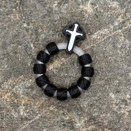 St. Dominic Black and White Silk on Translucent Ring