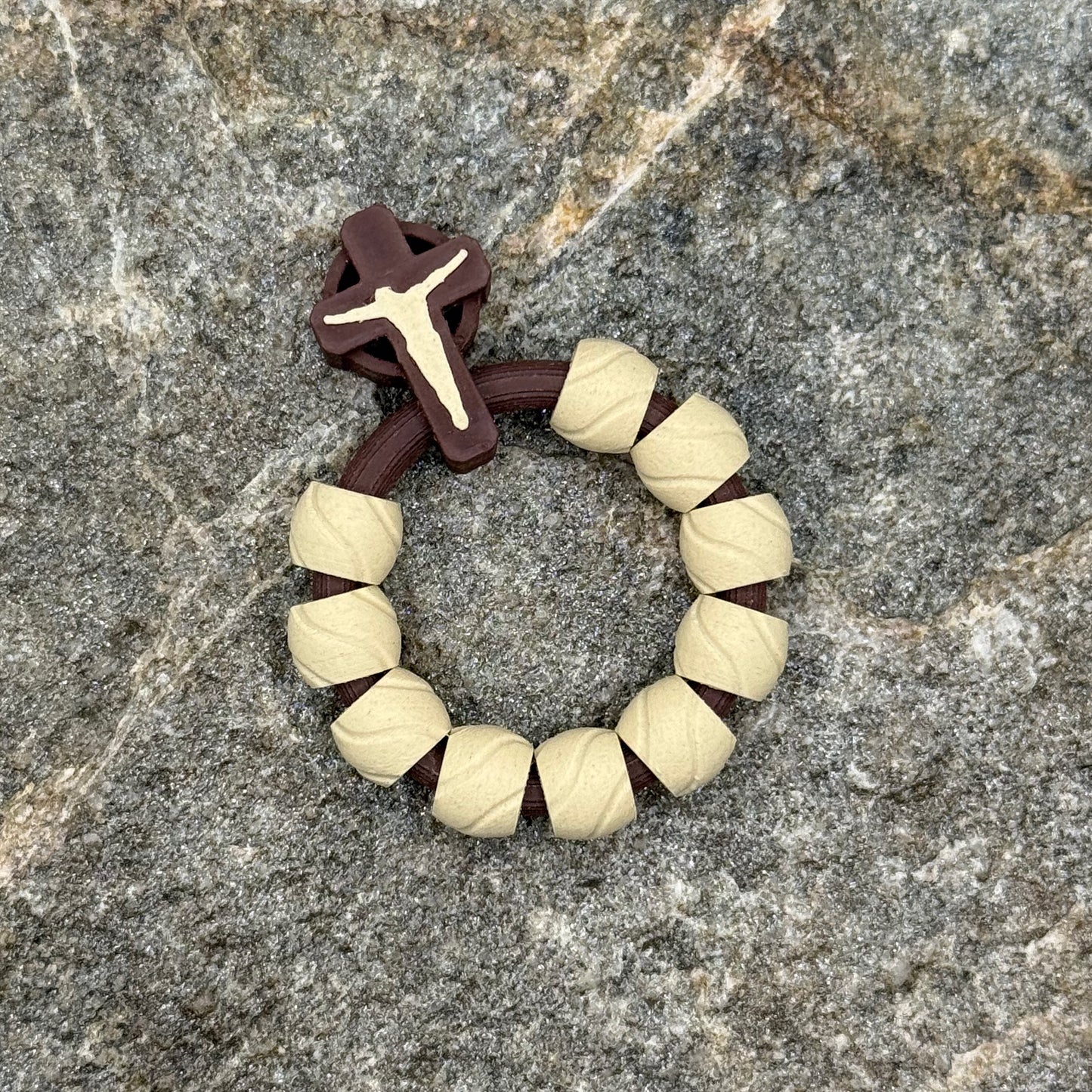 White Oak Swirl Beads on Rosewood