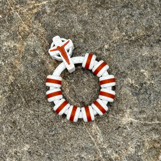 White Marble with Red Striped Beads