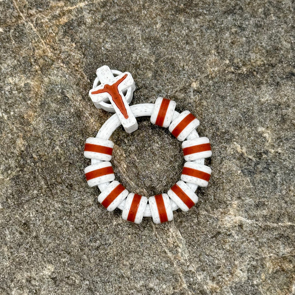 White Marble with Red Striped Beads
