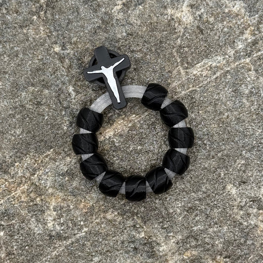 St. Dominic Black and White Silk on Translucent Ring